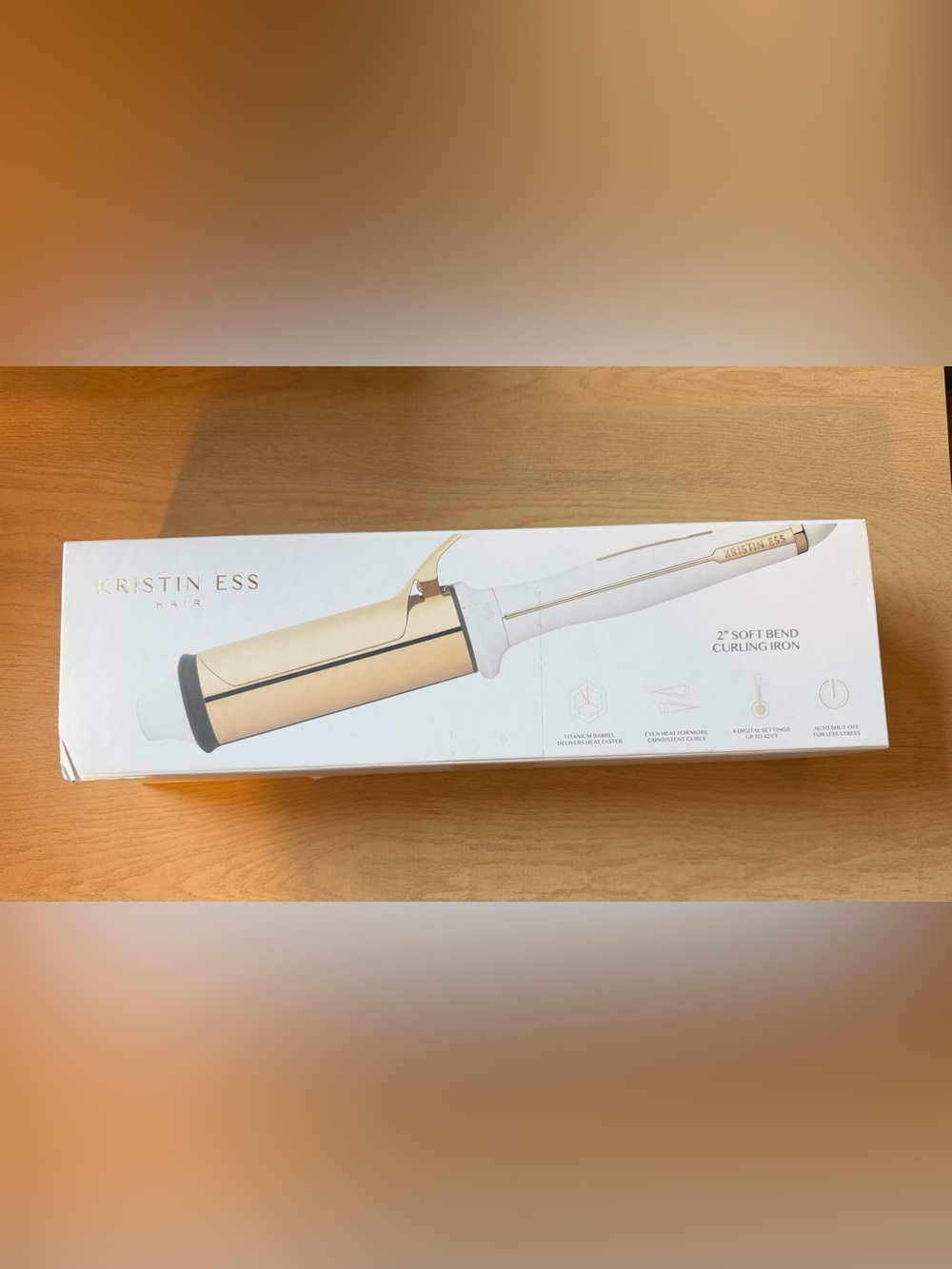 Kristin Ess 2" Gold Curling Iron with White Handle
